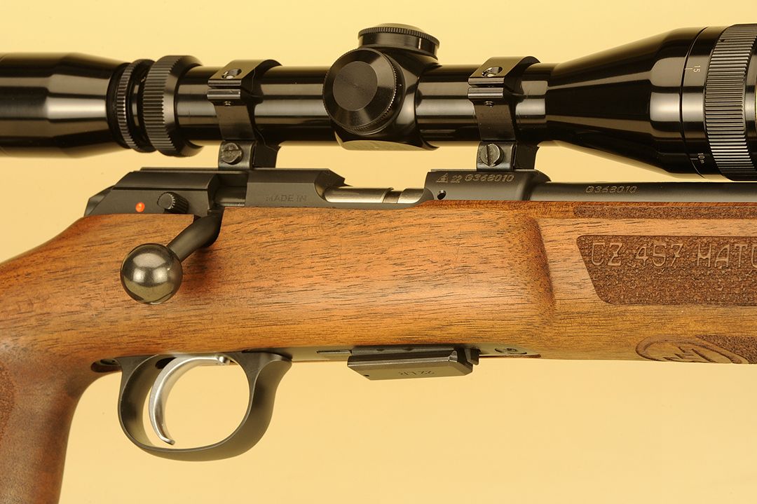 The slimmed down action on this rifle is an upgraded and redesigned model of the previous Model 455 rimfire series. New adjustable trigger, modified stock, five-round magazine and other features are included in the total package.